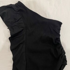Anthropologie one shoulder black top